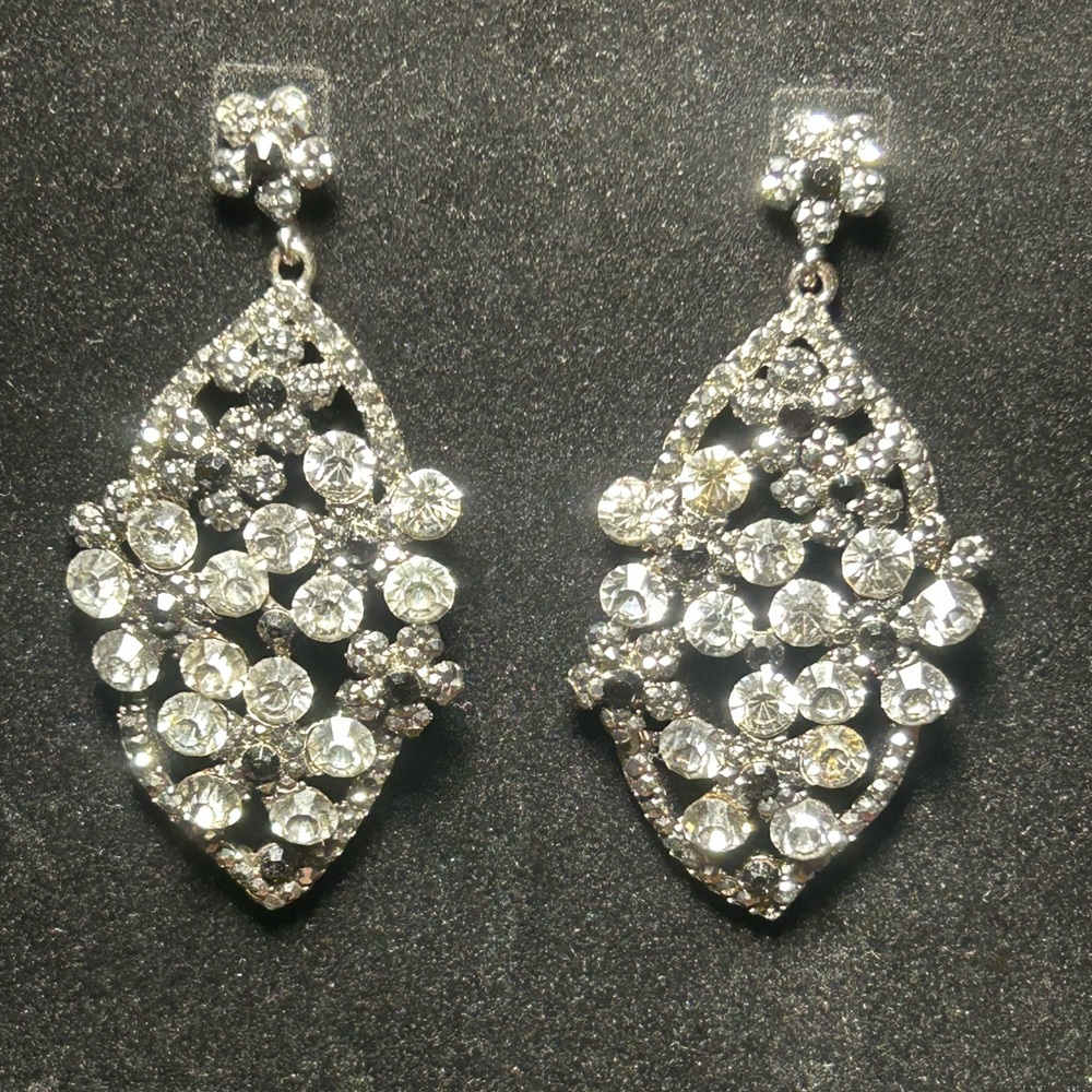 Floral Rhinestone Chandelier Earrings